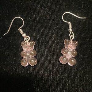 Dangle Gummy Bear Earrings-Pink